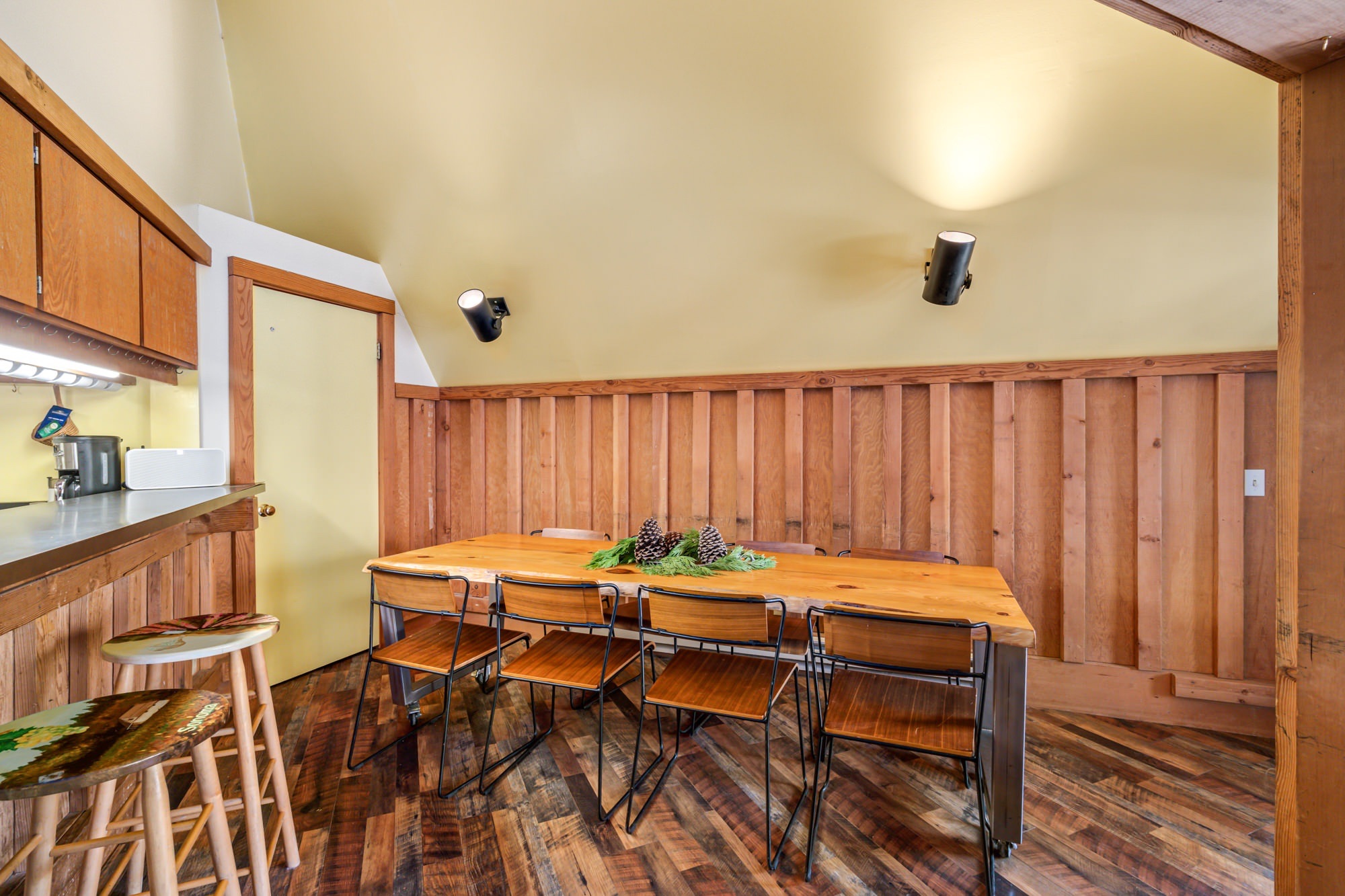 Dining table beside the chalet kitchen