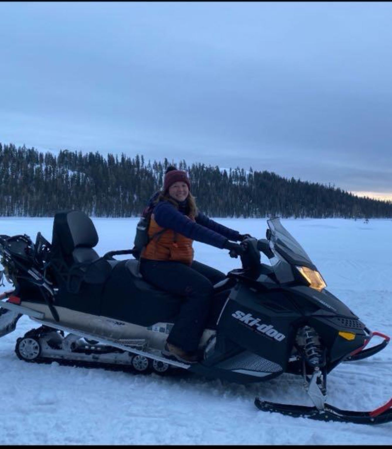 The Lake Chalet guest Ski-Doo on the snow